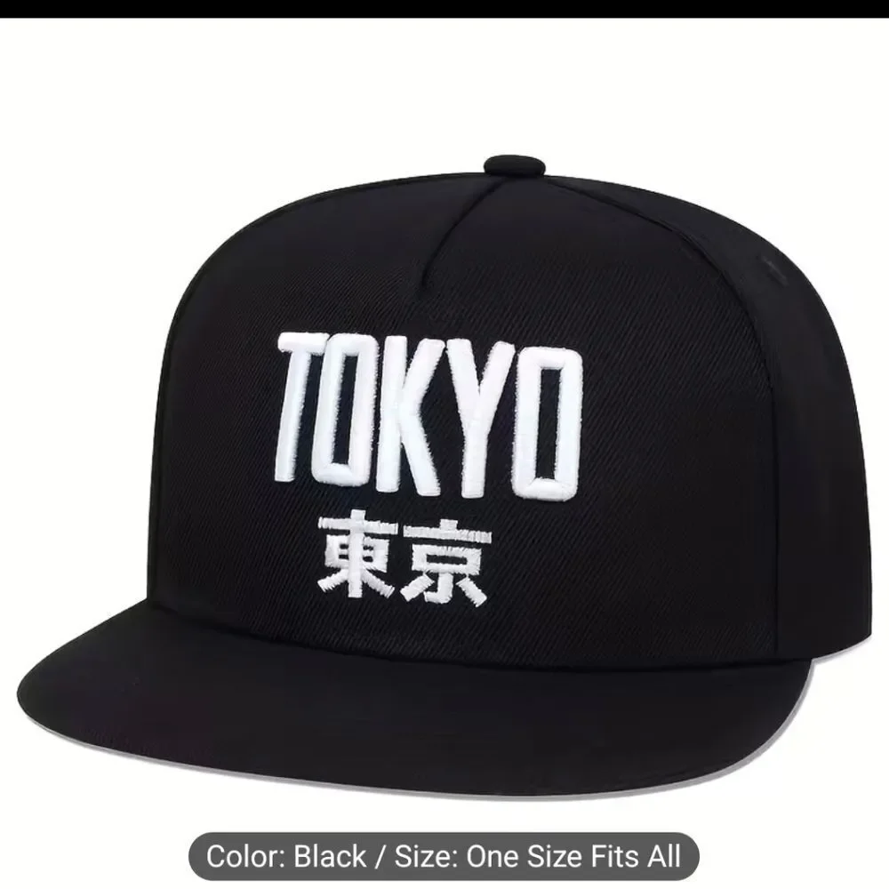 TOKYO Embroidery Unisex Baseball Cap Black Hip Hop Trendy Snapback Hat Adjustabl